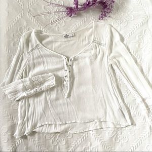 White cropped peasant top